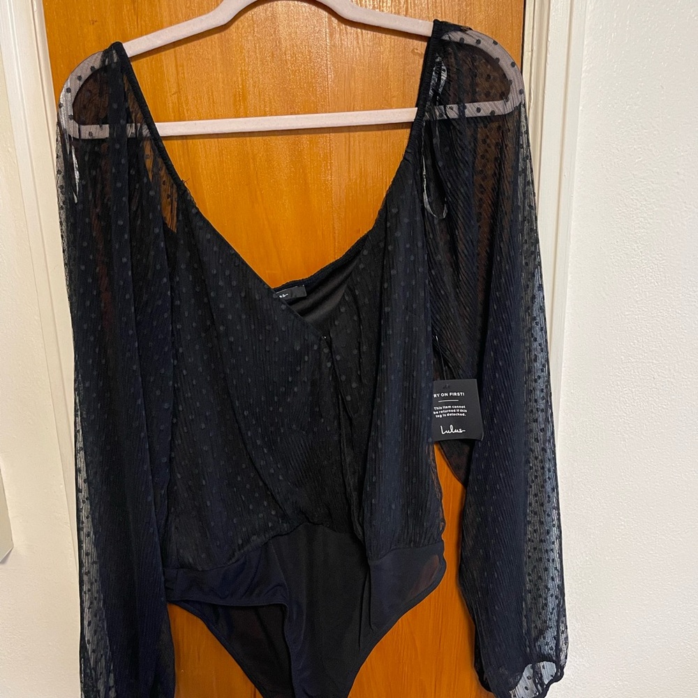 Black Sheer Long Sleeve Bodysuit